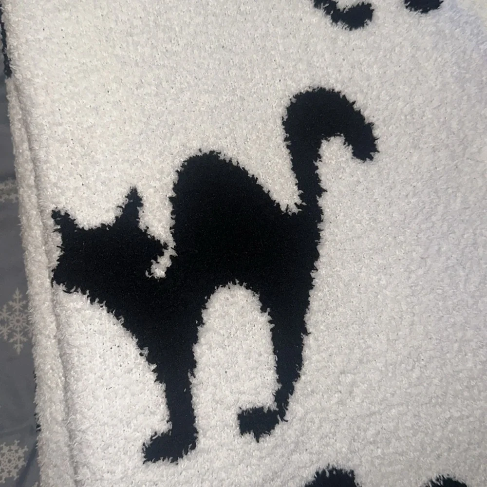 🐈‍⬛Halloween black cat reversible, oversize decorative throw blanket 🐈‍⬛
